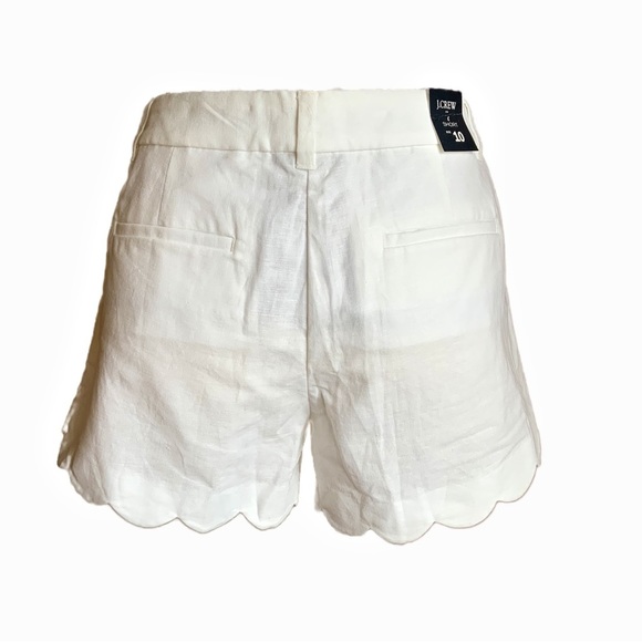 J. Crew Pants - J. CREW White Linen Scalloped Short Size 10